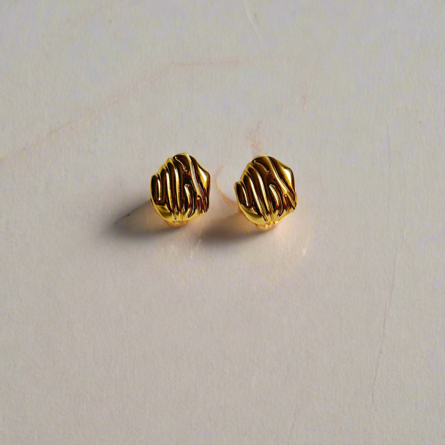 Textured Gold Drop Earrings