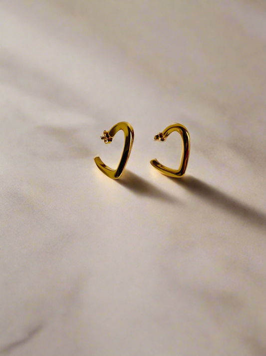 Elegant Gold Heart-Shaped Hoop Earrings
