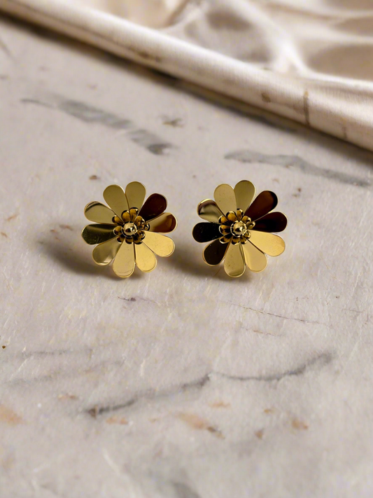 Gold-Plated Floral Earrings