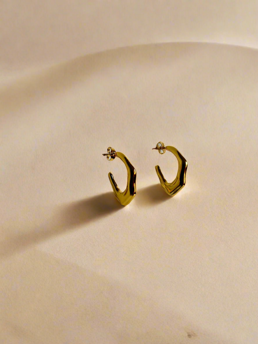 Modern Abstract Gold Hoop Earrings
