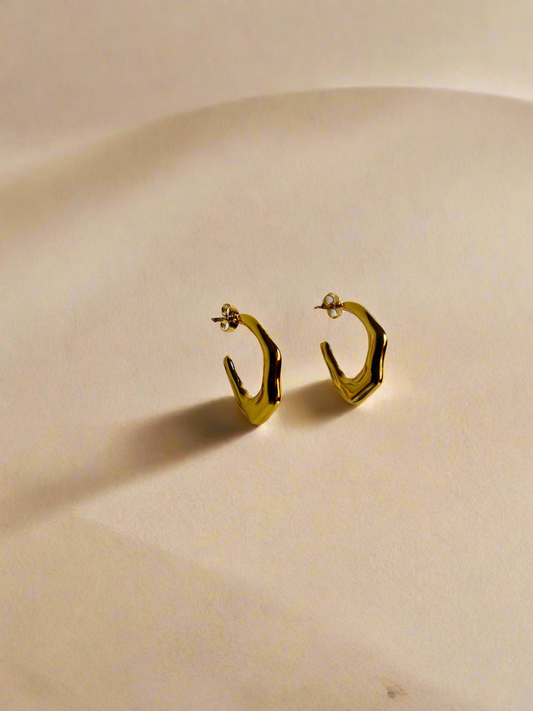 Modern Abstract Gold Hoop Earrings