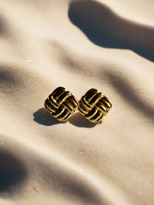Classic Square Gold Stud Earrings