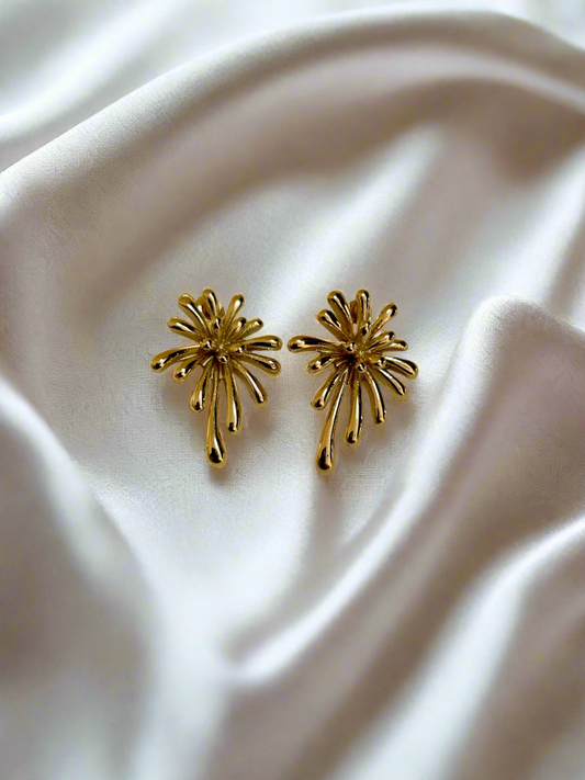 Kemstone Elegant Gold Flower Burst Earrings