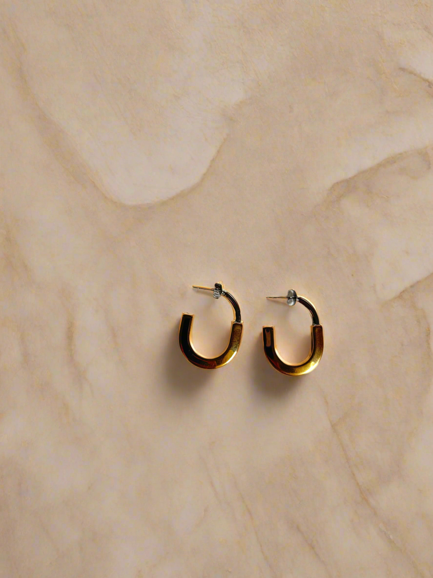 Chunky Gold U-Shaped Hoop Earrings