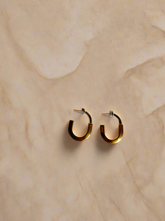 Chunky Gold U-Shaped Hoop Earrings
