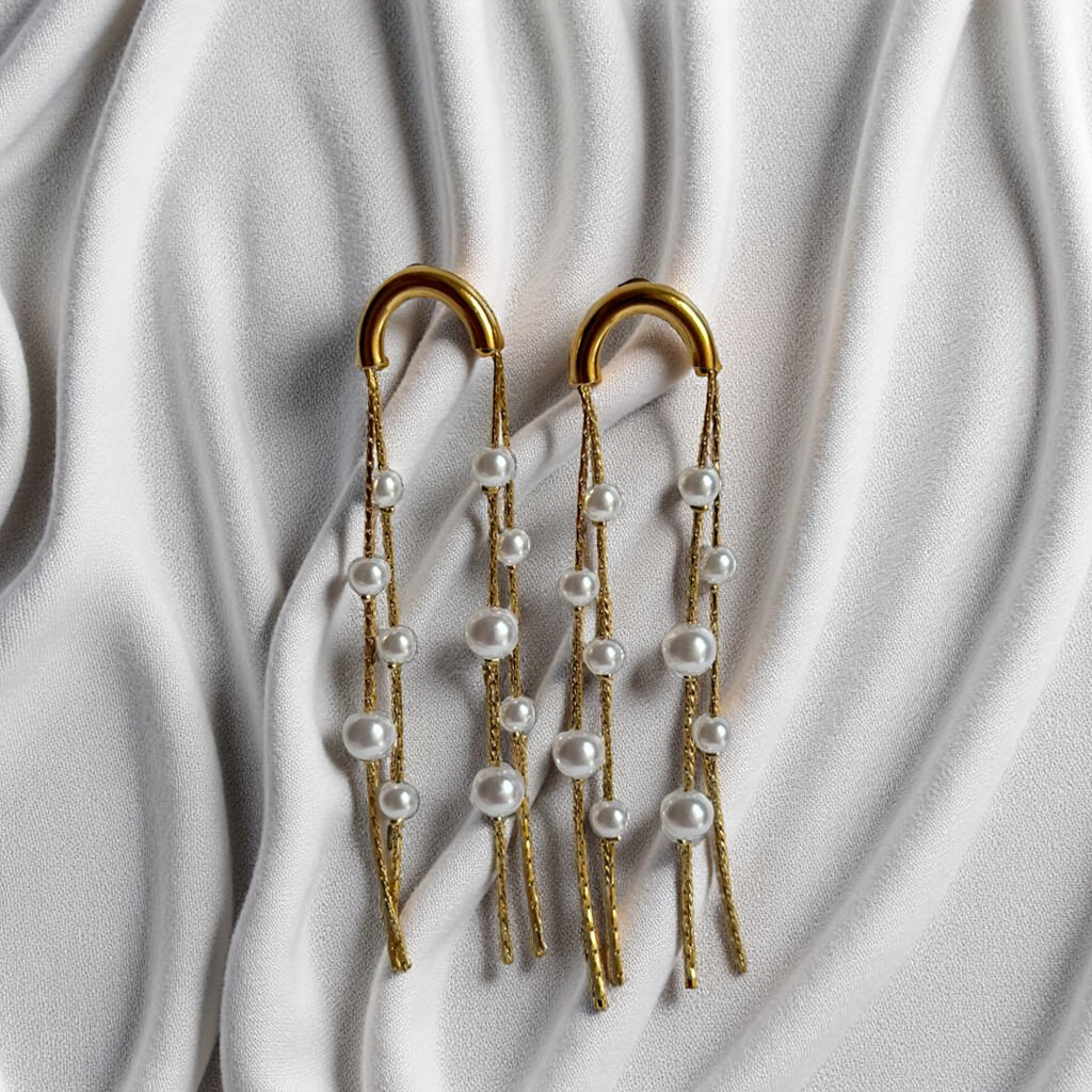Pearl and Gold Accent Earrings