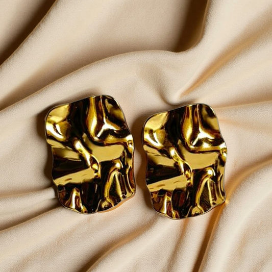 Bold Gold Textured Statement Earrings